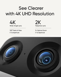 Security Indoor Cam S350, Dual Cameras, 4K UHD Resolution Security Camera with 8× Zoom and 360° PTZ