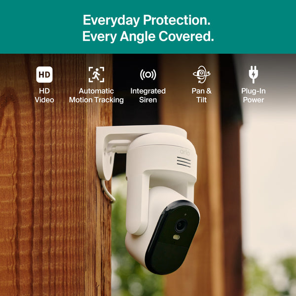 Essential Pan Tilt Security Camera 1080P HD (2025 Release) - Wired Plug-In Power Outdoor Camera, 1-Cam