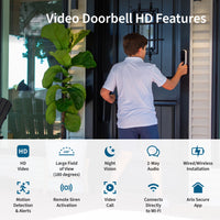 Video Doorbell HD (2Nd Gen) - 1080P Battery/Wired Doorbell & Security Camera, Google Home & Alexa Compatible - White