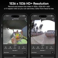 Battery Video Doorbell with 1536X1536 HD, Wireless/Wired Security Camera, Color Night Vision and Two-Way Audio
