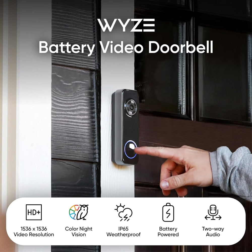 Battery Video Doorbell with 1536X1536 HD, Wireless/Wired Security Camera, Color Night Vision and Two-Way Audio