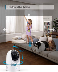 Security Indoor Cam E220 2-Cam Kit, 2K Security Indoor Camera Pan & Tilt, Plug-In Camera with Wi-Fi, Human & Pet AI, Voice Assistant Compatibility, Motion Tracking, Homebase 3 Compatible