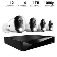 ® 2-Way Audio 12 Channel DVR Security System with 1TB Hard Drive and 4 Wired 1080P Deterrence Cameras