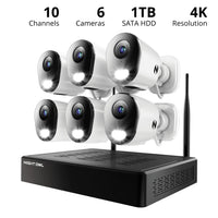 10 Channel 4K Resolution 1TB Wi-Fi NVR Security System and 6 Wi-Fi IP 4K Cameras
