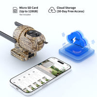 4G LTE Solar Cellular Trail Camera, Game Hunting Wildlife Deer Wireless Camera with 2K Color Night Vision, PIR Motion Detection, 360° PTZ View, Outdoor Security Cam
